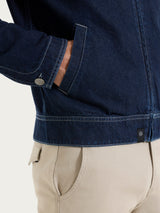 Giacca con zip in Raw Denim  Blu Uomo - Ragno