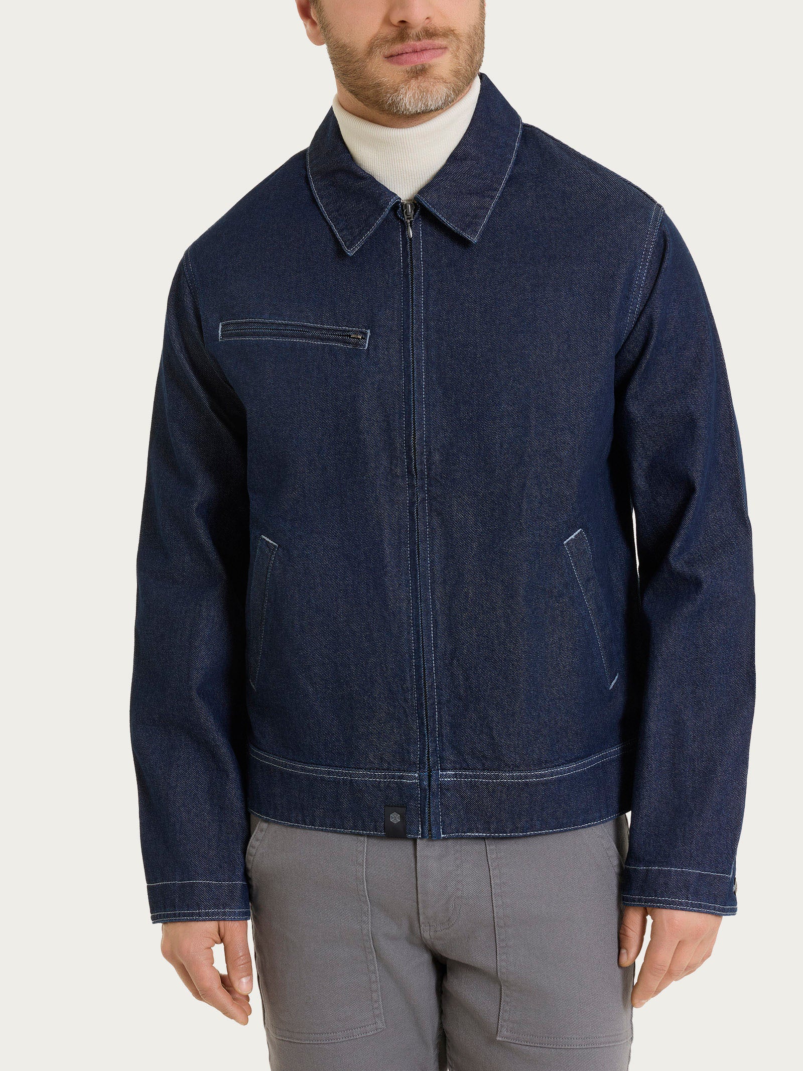 Giacca con zip in Raw Denim  Blu Uomo - Ragno