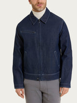 Giacca con zip in Raw Denim  Blu Uomo - Ragno