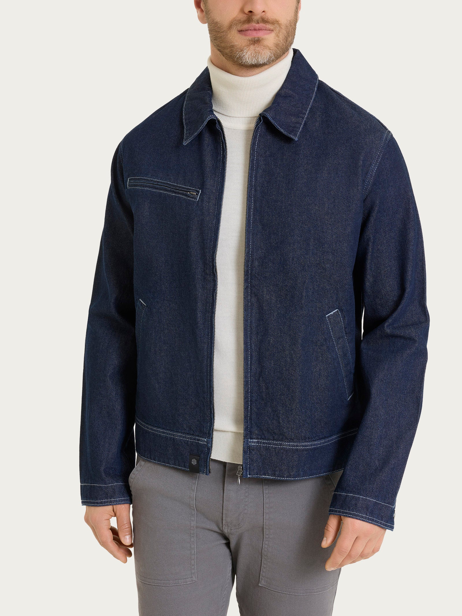 Giacca con zip in Raw Denim  Blu Uomo - Ragno