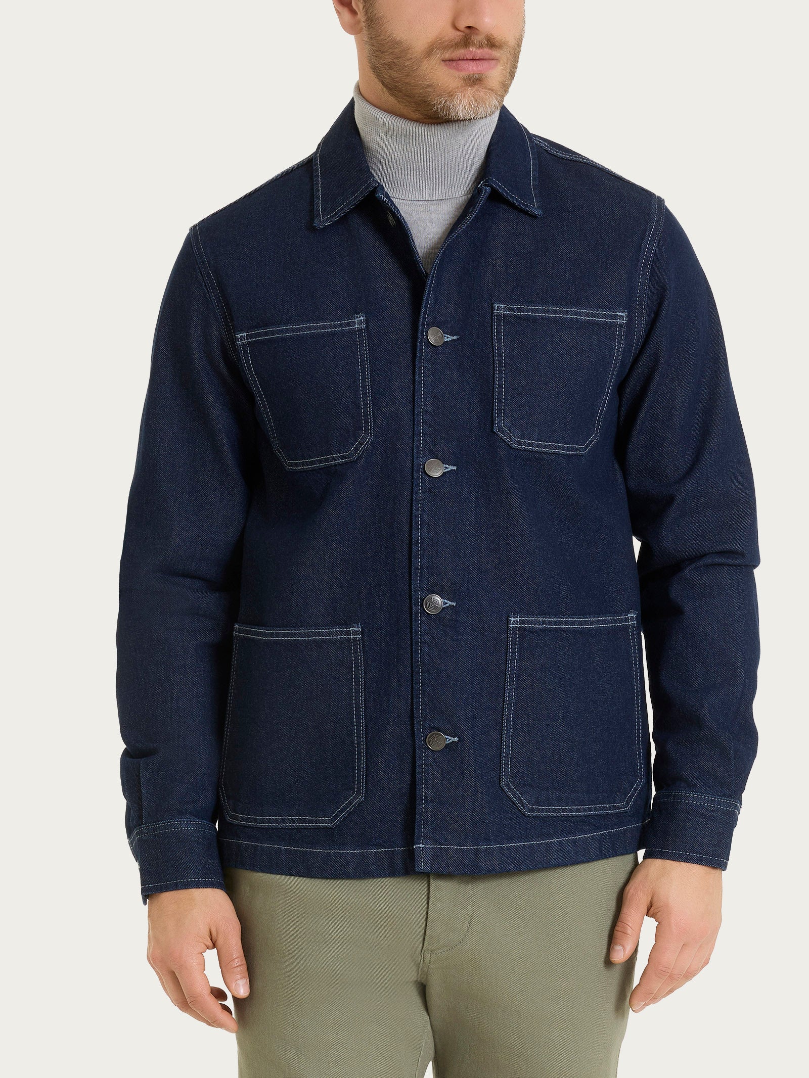 Giacca corta Utility in Raw Denim  Blu Uomo - Ragno