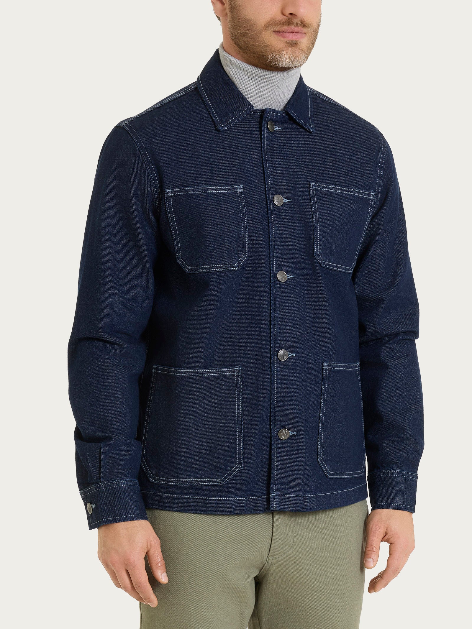 Giacca corta Utility in Raw Denim  Blu Uomo - Ragno