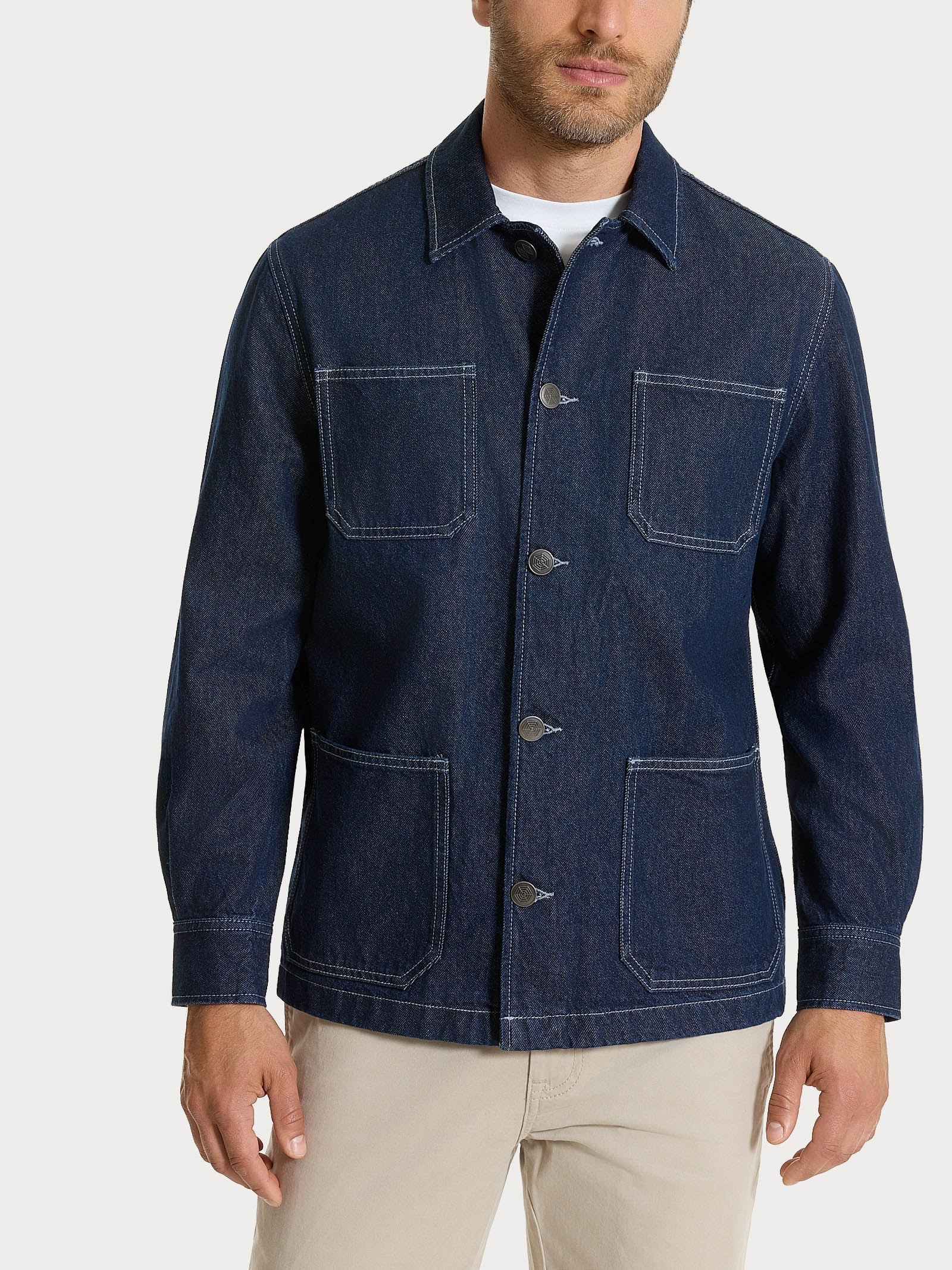 Giacca corta Utility in Raw Denim  Blu Uomo - Ragno