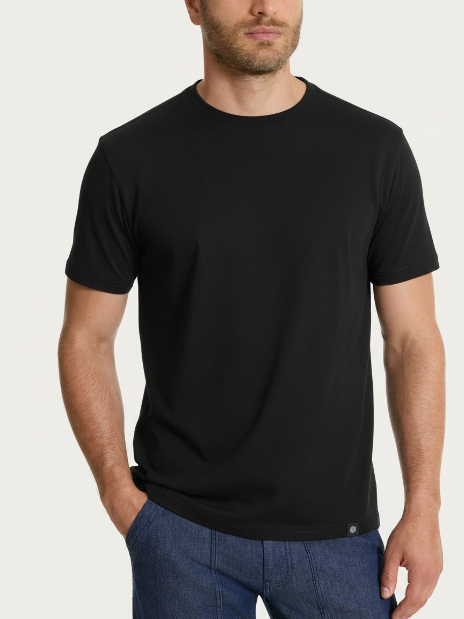 Maglietta girocollo tinta unita in Ultralight Neri Uomo - Ragno