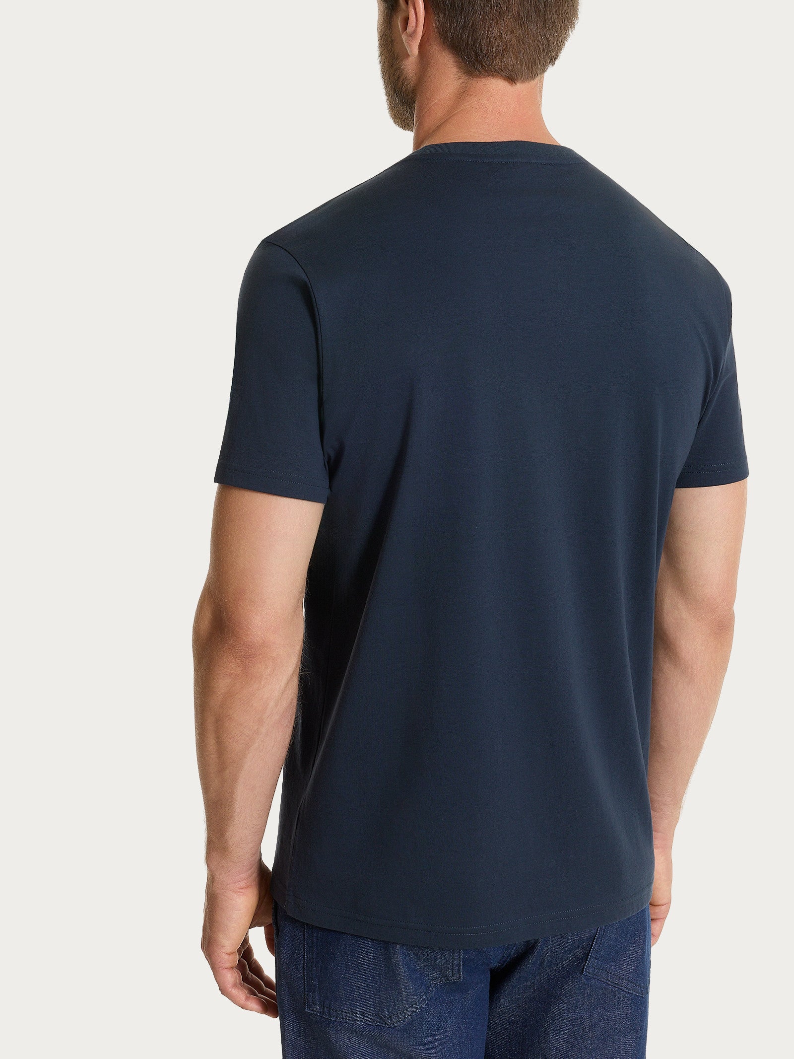 Maglietta girocollo tinta unita in Ultralight Blu Uomo - Ragno