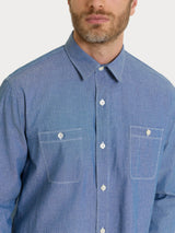Camicia con tasche in Raw Chambray Blu Uomo - Ragno
