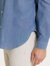 Camicia con tasche in Raw Chambray Blu Uomo - Ragno