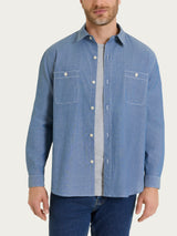 Camicia con tasche in Raw Chambray Blu Uomo - Ragno