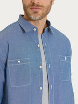Camicia con tasche in Raw Chambray Blu Uomo - Ragno