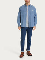 Camicia con tasche in Raw Chambray Blu Uomo - Ragno