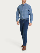 Camicia con tasche in Raw Chambray Blu Uomo - Ragno