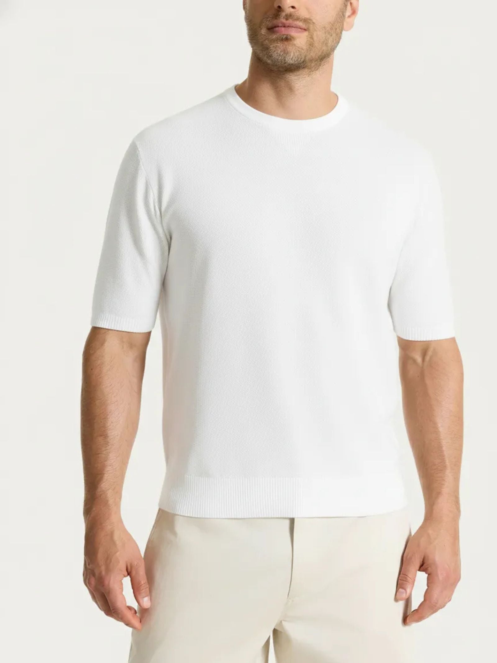Maglia a manica corta in punto piquet di Puro Cotone Bianchi Uomo - Ragno