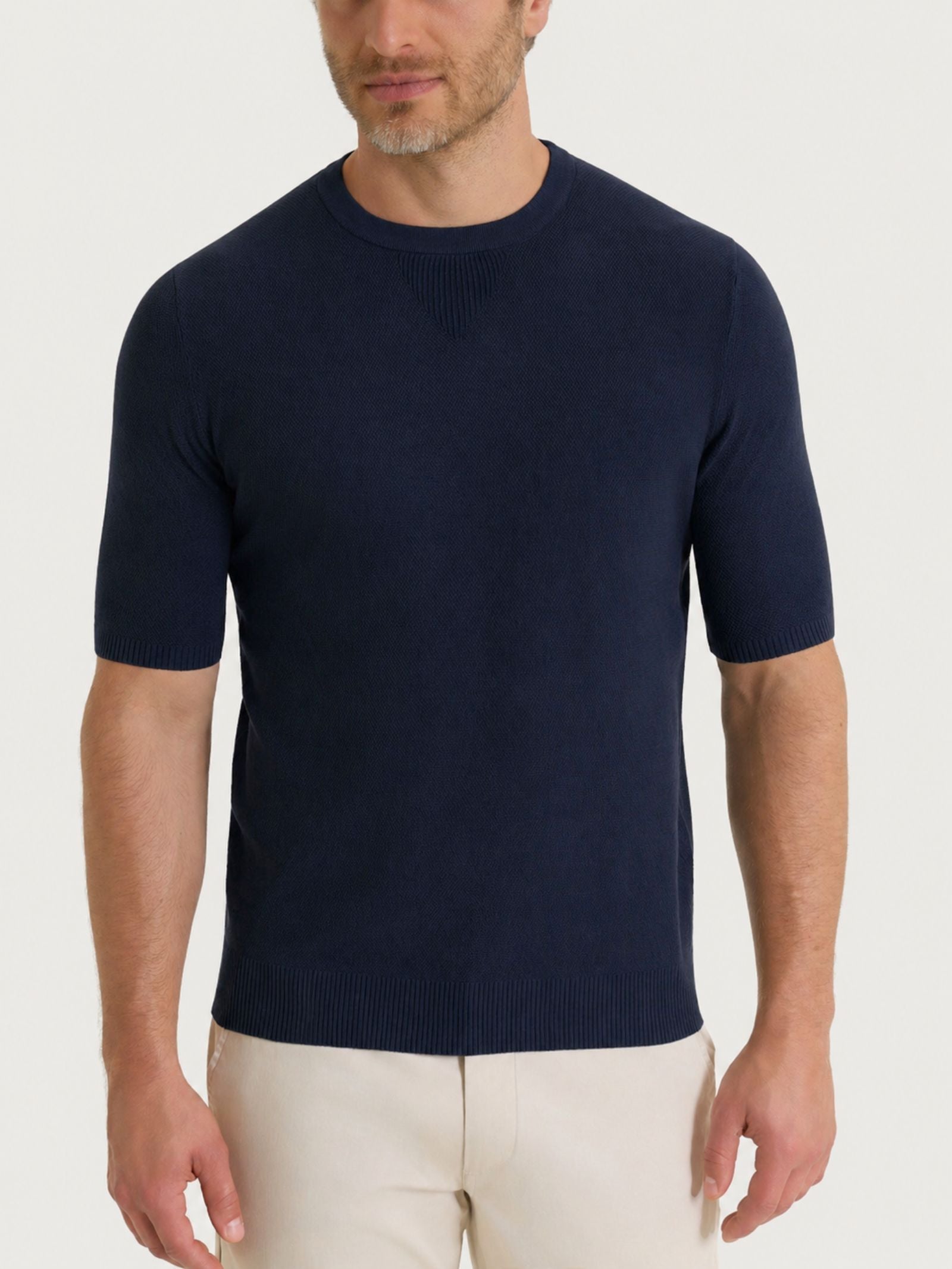 Maglia a manica corta in punto piquet di Puro Cotone Blu Uomo - Ragno