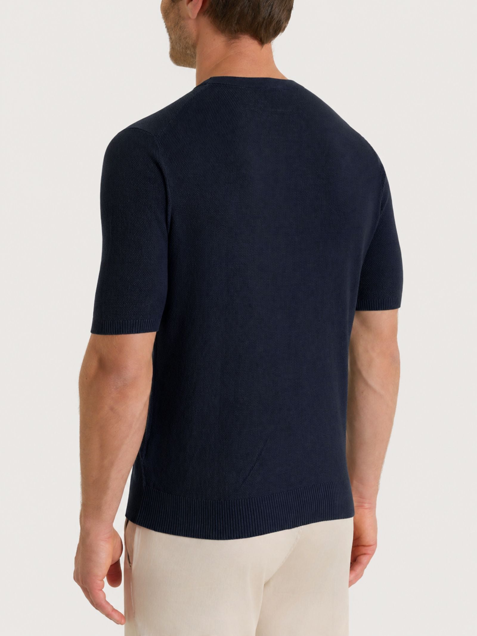 Maglia a manica corta in punto piquet di Puro Cotone Blu Uomo - Ragno