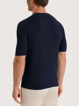 Maglia a manica corta in punto piquet di Puro Cotone Blu Uomo - Ragno