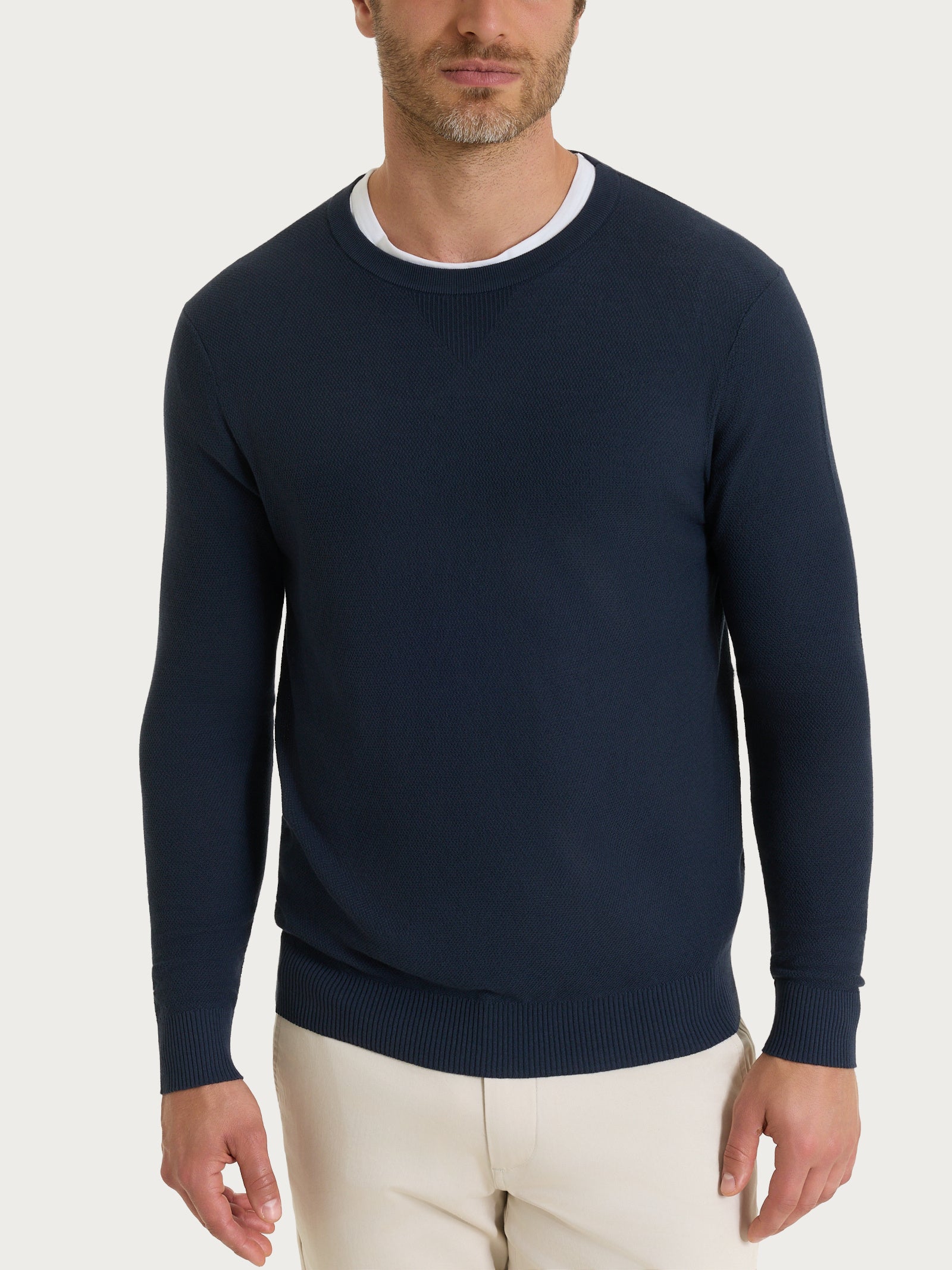 Maglia a manica lunga in punto piquet di Puro Cotone Blu Uomo - Ragno