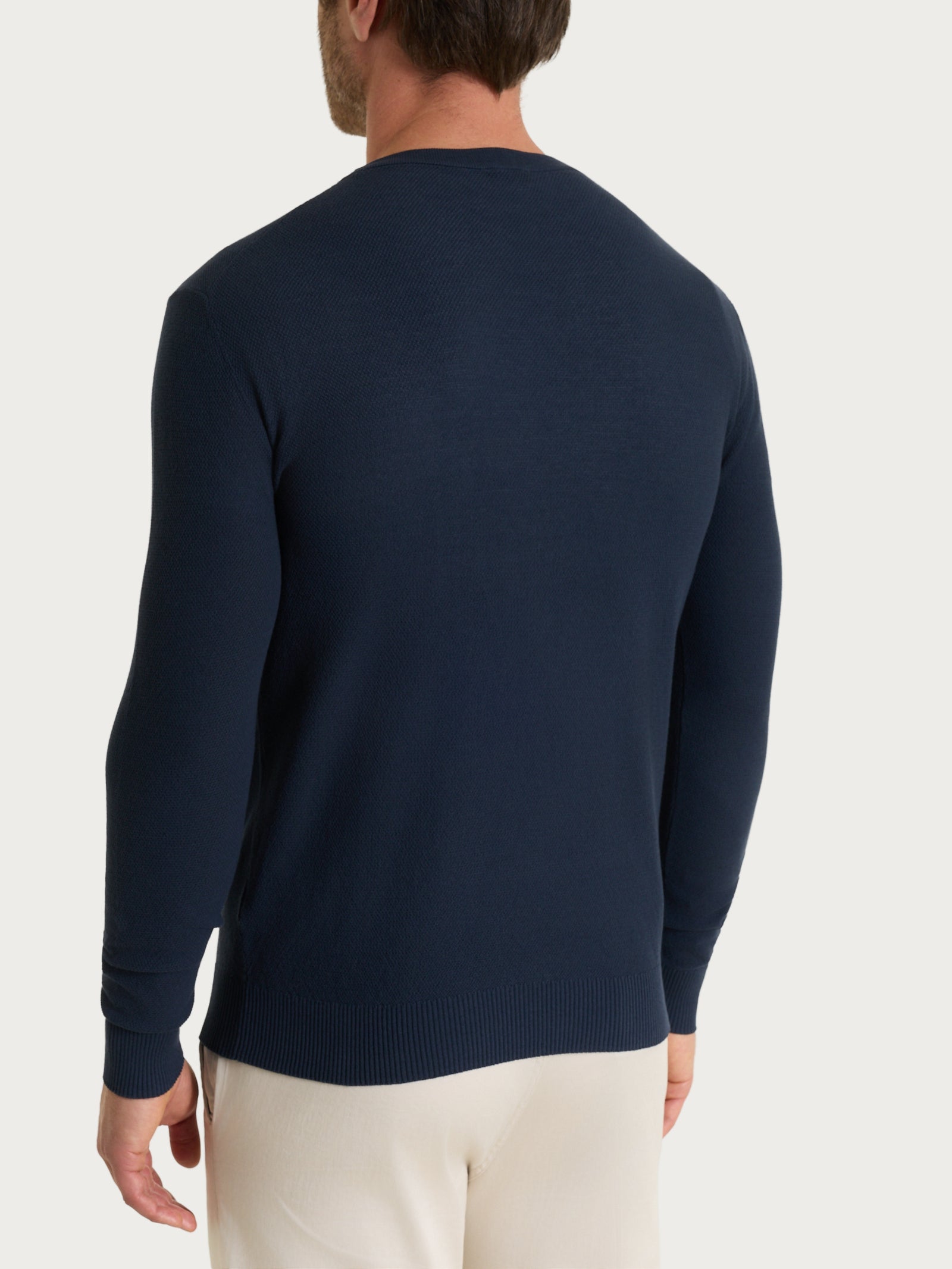 Maglia a manica lunga in punto piquet di Puro Cotone Blu Uomo - Ragno