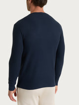 Maglia a manica lunga in punto piquet di Puro Cotone Blu Uomo - Ragno