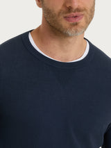 Maglia a manica lunga in punto piquet di Puro Cotone Blu Uomo - Ragno