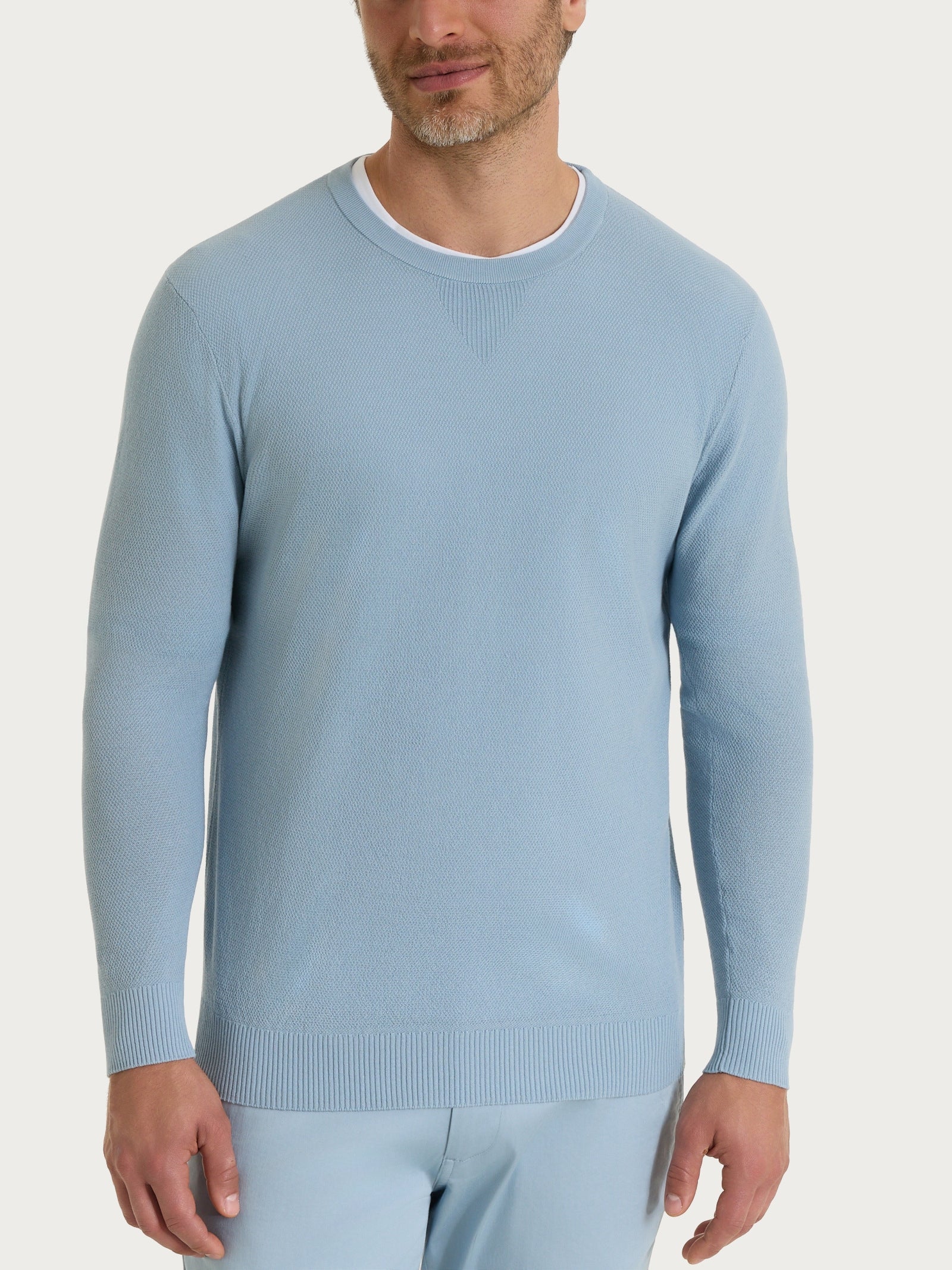 Maglia a manica lunga in punto piquet di Puro Cotone Azzurri Uomo - Ragno
