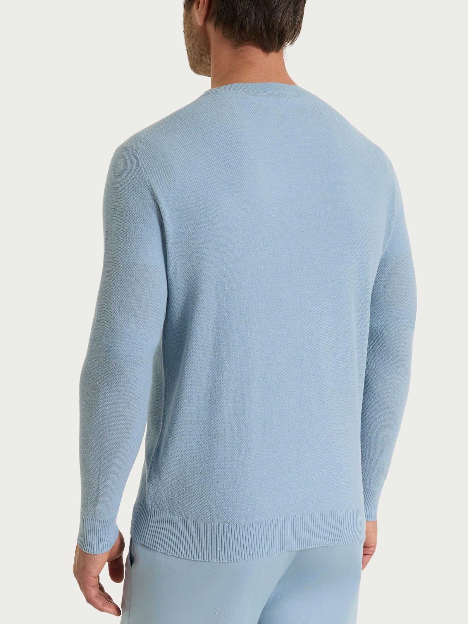 Maglia a manica lunga in punto piquet di Puro Cotone Azzurri Uomo - Ragno