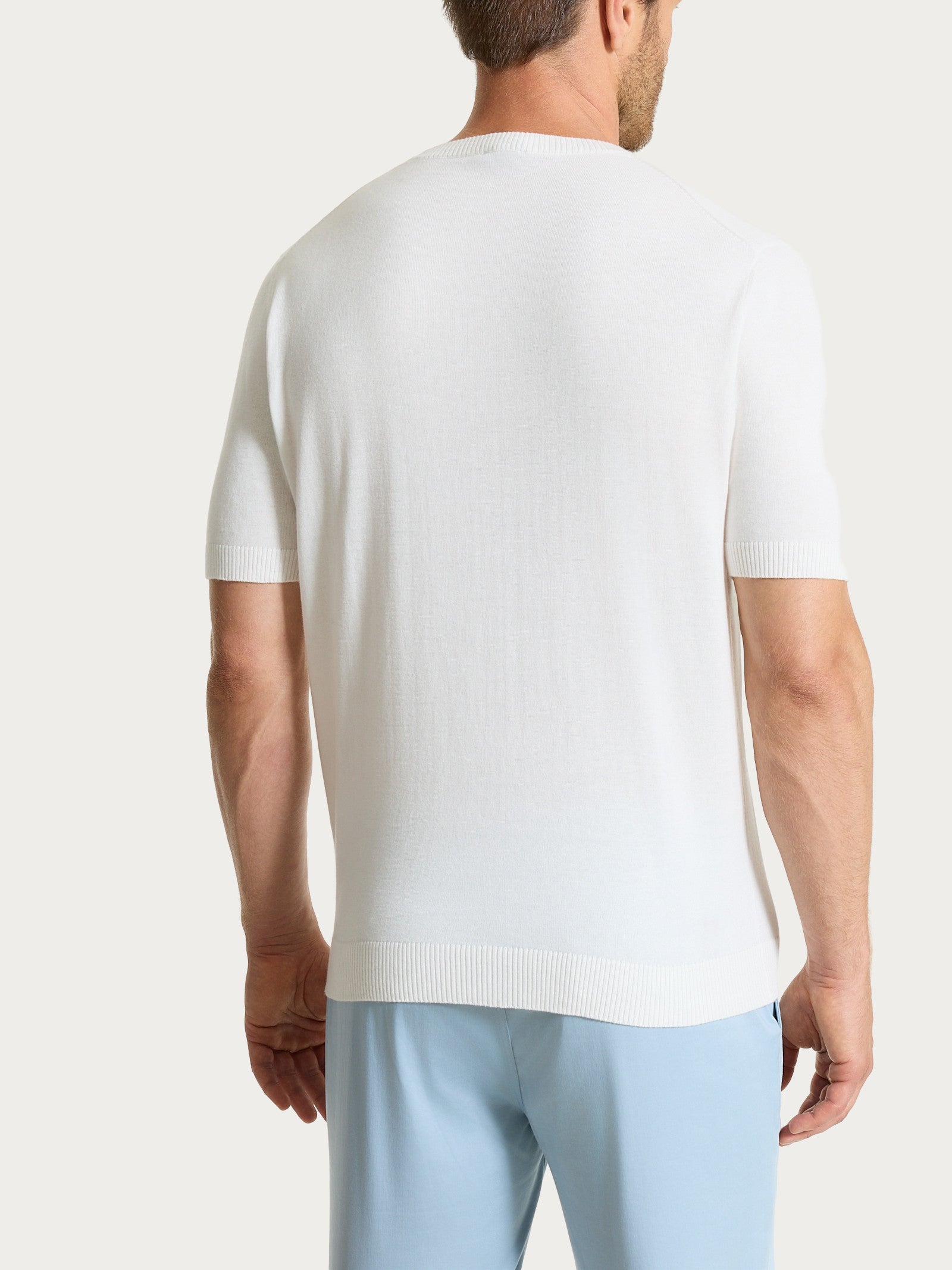 Maglia a manica corta in maglia rasata di Puro Cotone Bianchi Uomo - Ragno