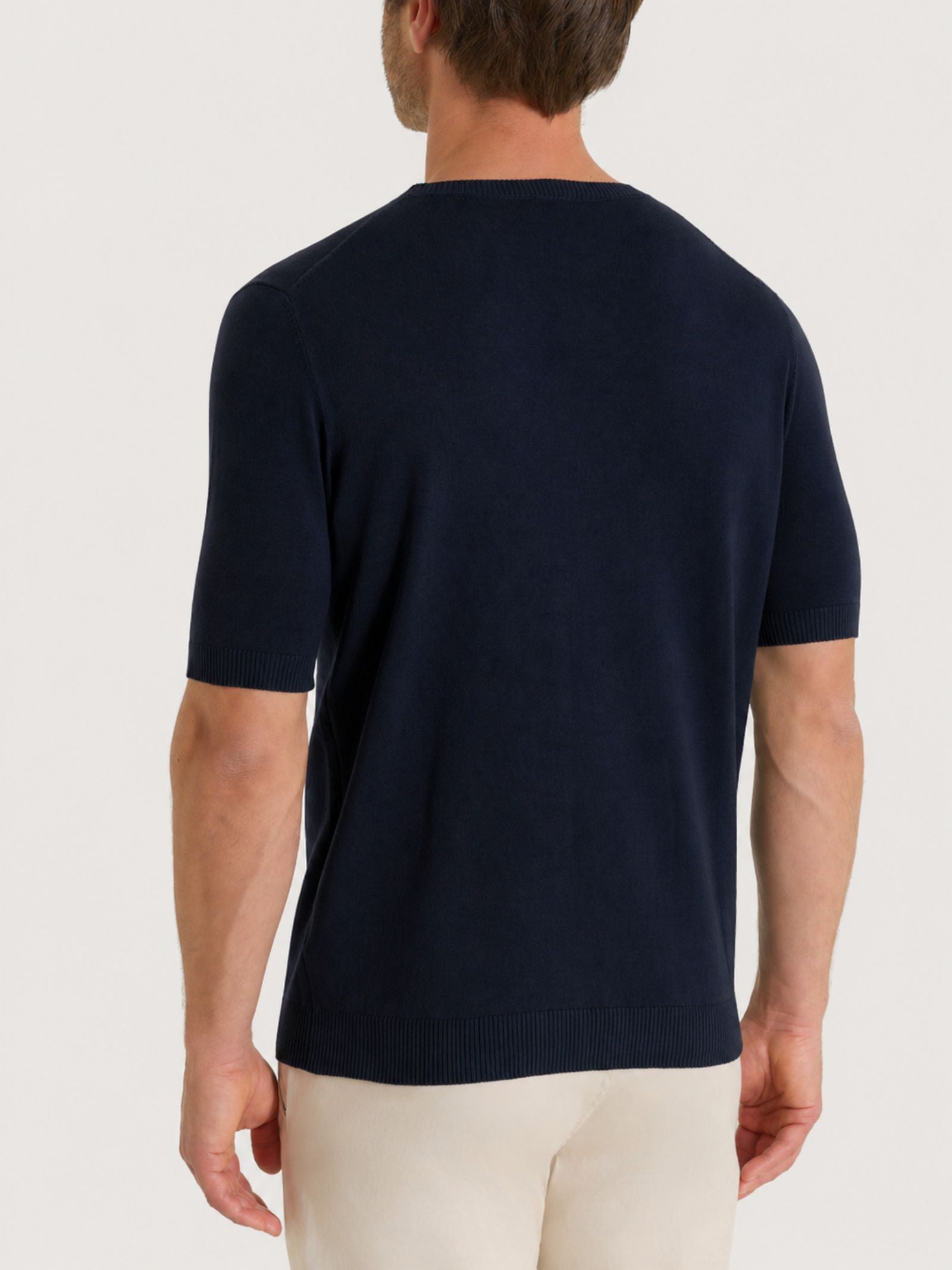 Maglia a manica corta in maglia rasata di Puro Cotone Blu Uomo - Ragno