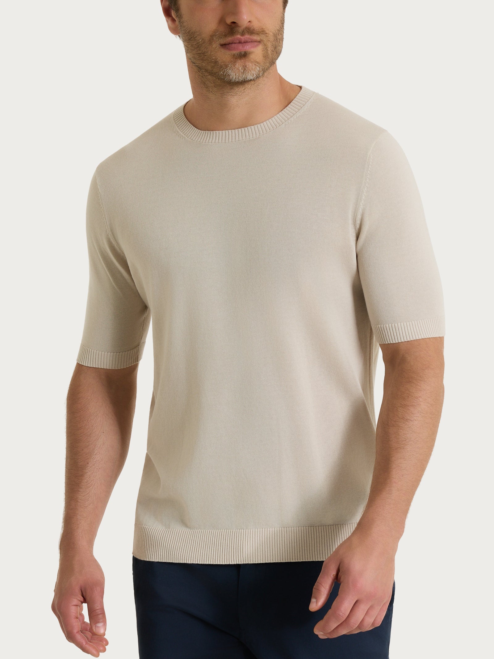 Maglia a manica corta in maglia rasata di Puro Cotone Bianchi Uomo - Ragno