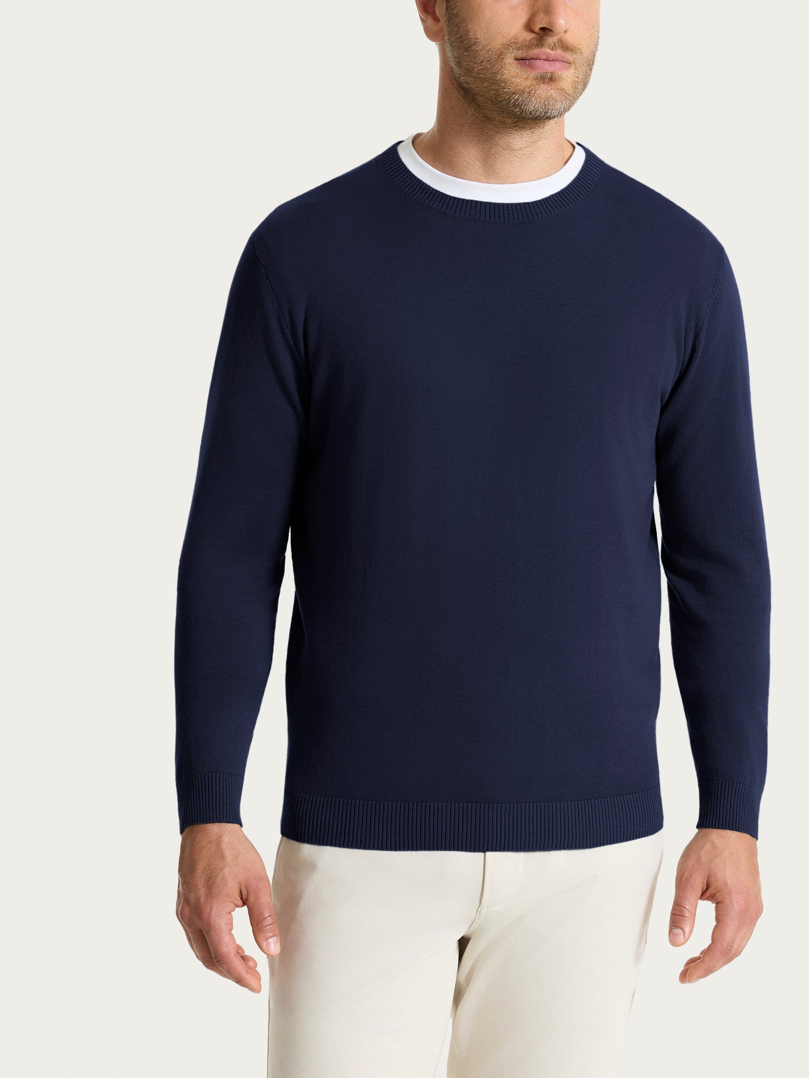 Maglia a manica lunga in maglia rasata di Puro Cotone Blu Uomo - Ragno