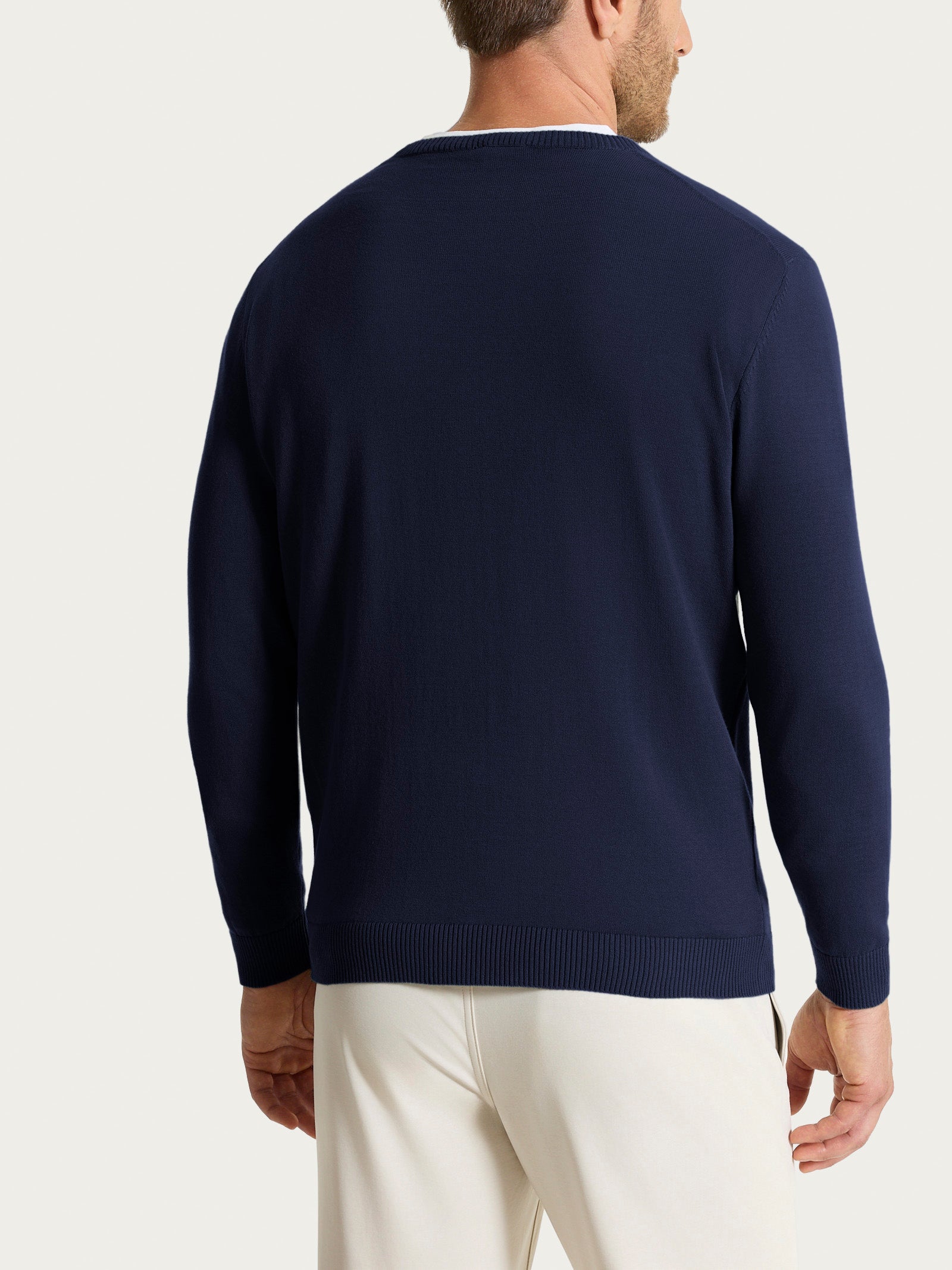 Maglia a manica lunga in maglia rasata di Puro Cotone Blu Uomo - Ragno