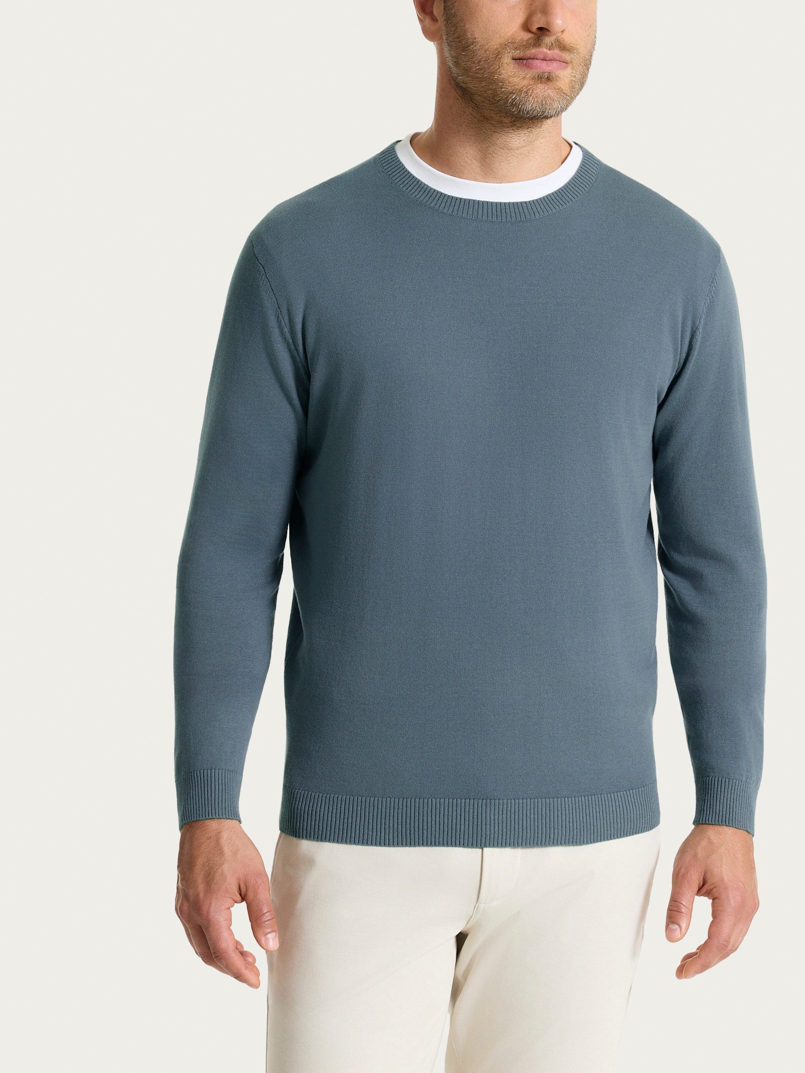 Maglia a manica lunga in maglia rasata di Puro Cotone Grigi Uomo - Ragno