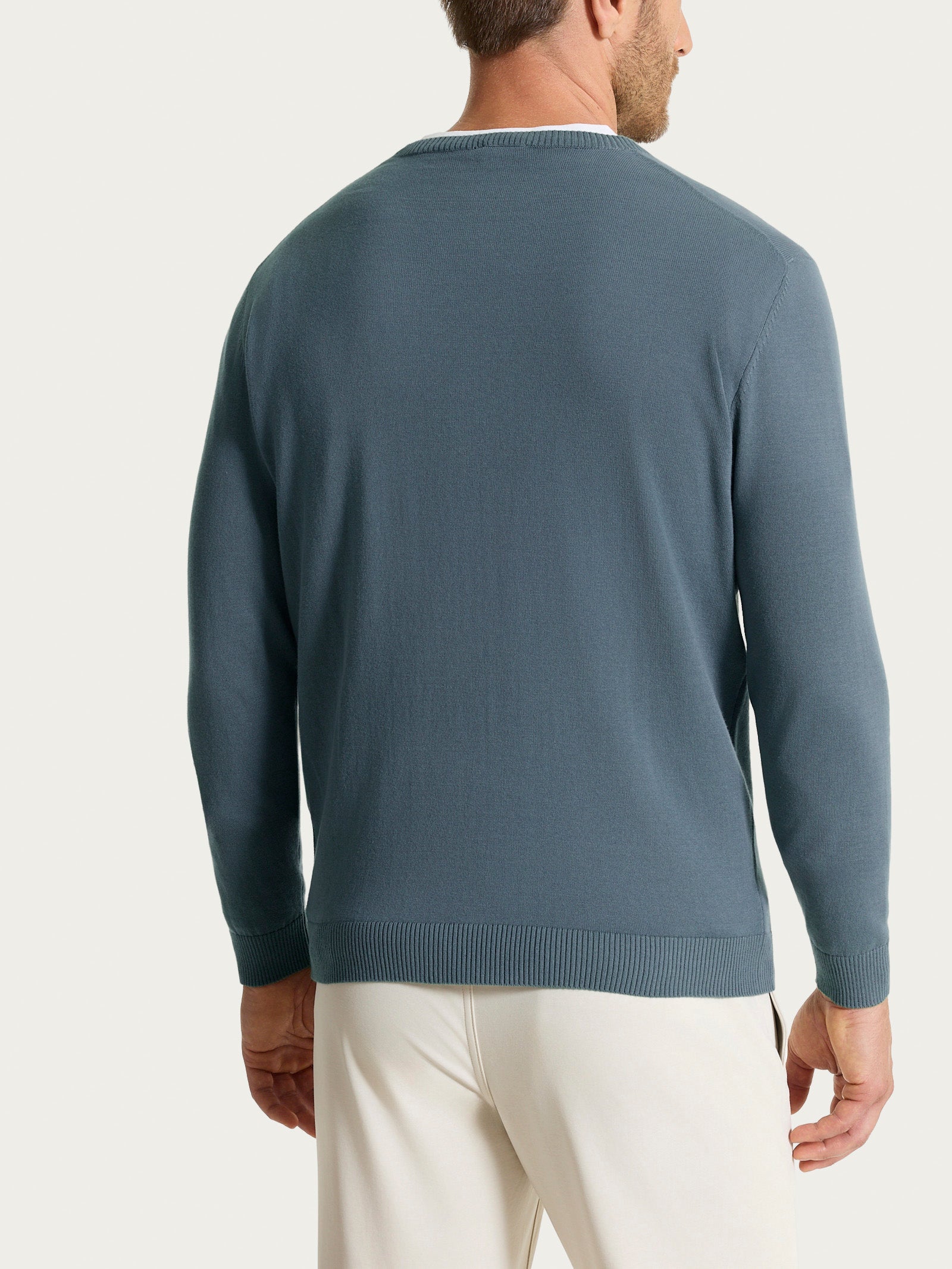 Maglia a manica lunga in maglia rasata di Puro Cotone Grigi Uomo - Ragno