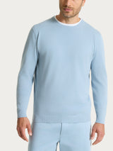 Long Sleeve Pure Cotton Shaved Knit Sweater Light Blue Men's - Ragno