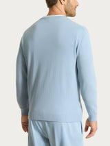 Long Sleeve Pure Cotton Shaved Knit Sweater Light Blue Men's - Ragno