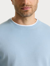 Long Sleeve Pure Cotton Shaved Knit Sweater Light Blue Men's - Ragno