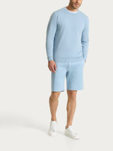 Long Sleeve Pure Cotton Shaved Knit Sweater Light Blue Men's - Ragno