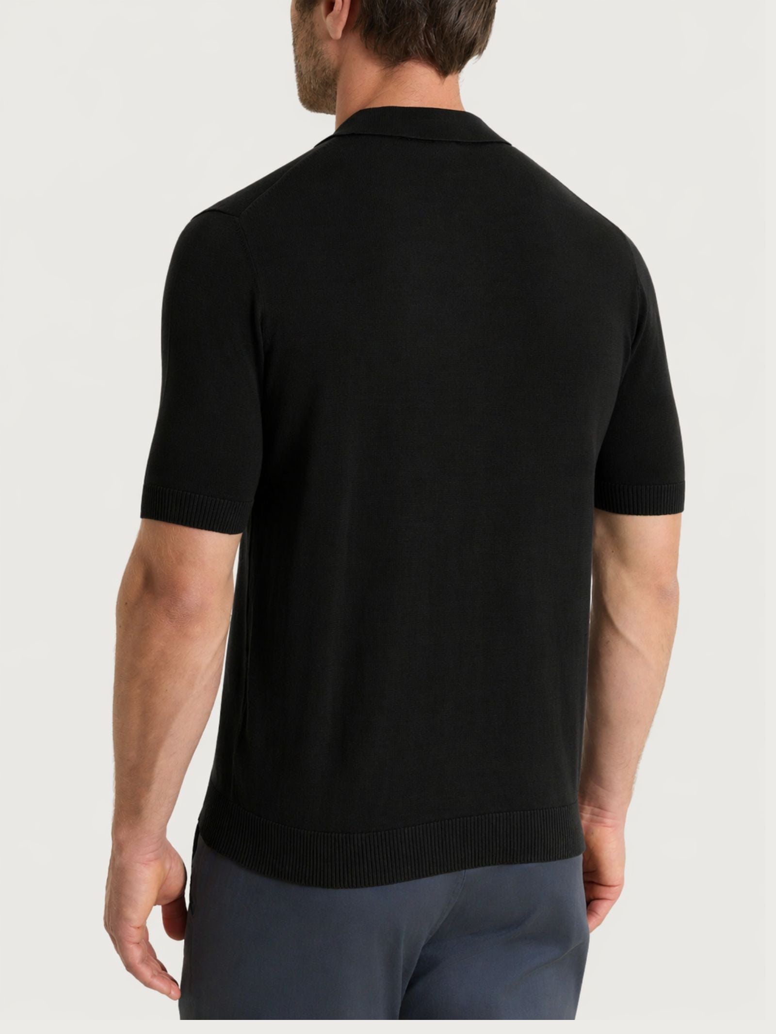 Polo a manica corta in maglia rasata di Puro Cotone Neri Uomo - Ragno