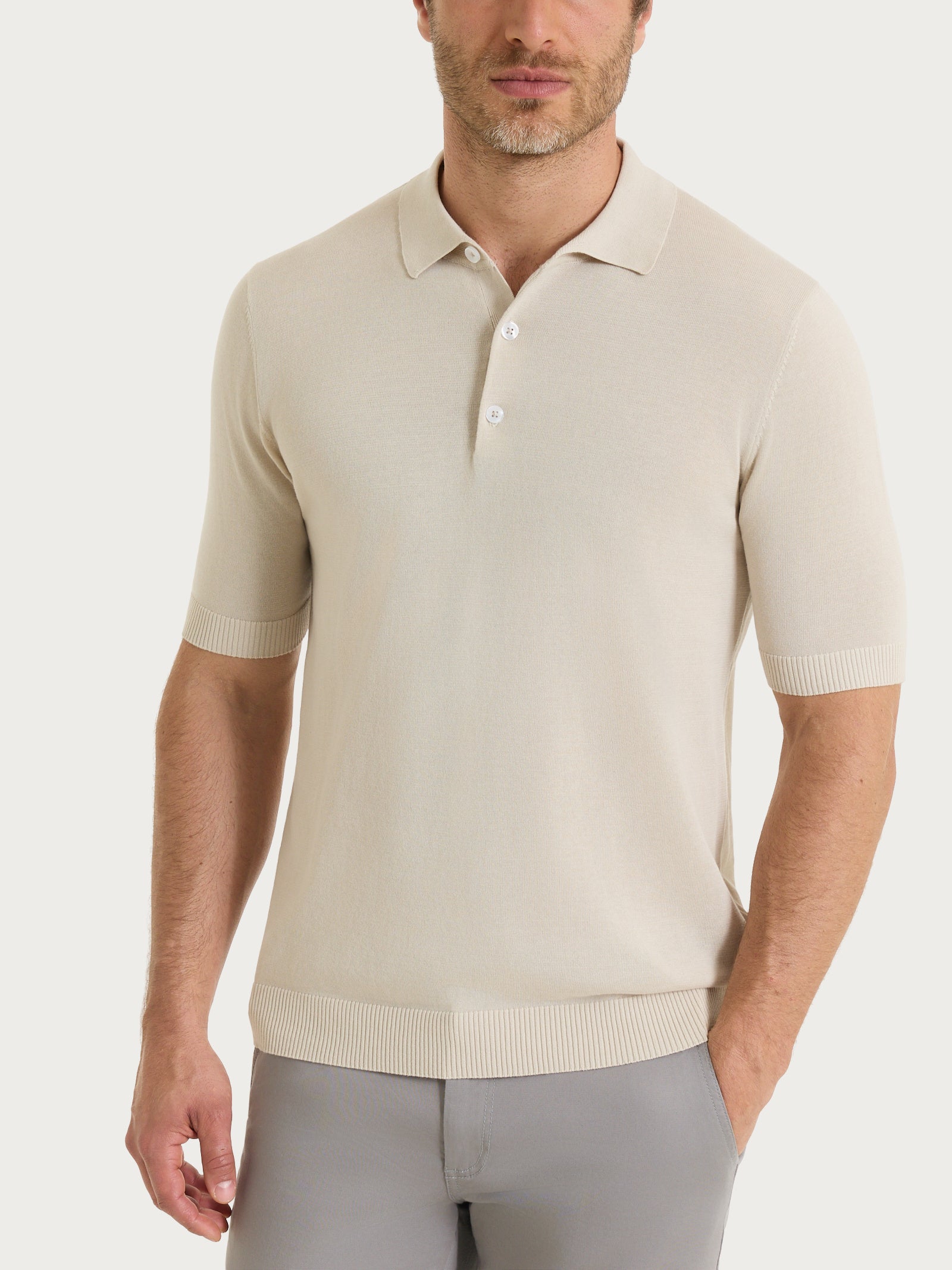 Polo a manica corta in maglia rasata di Puro Cotone Bianchi Uomo - Ragno