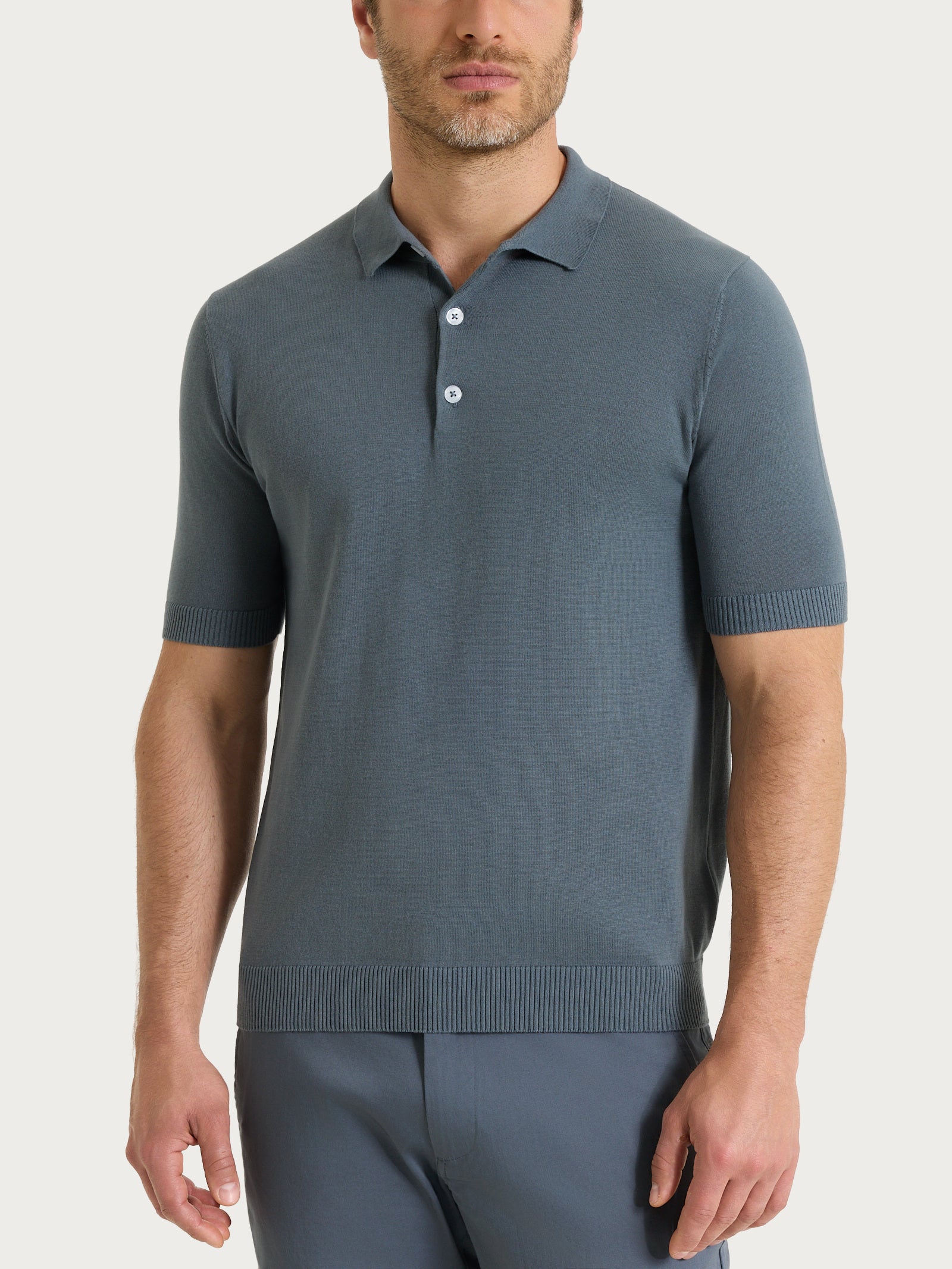 Polo a manica corta in maglia rasata di Puro Cotone Grigi Uomo - Ragno