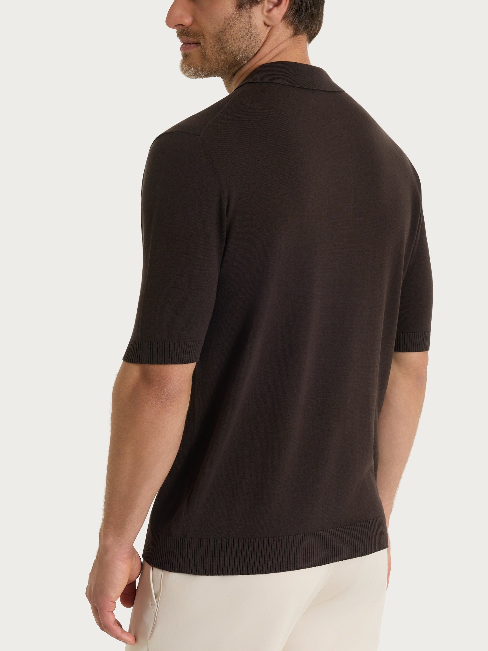 Polo a manica corta in maglia rasata di Puro Cotone Marroni Uomo - Ragno