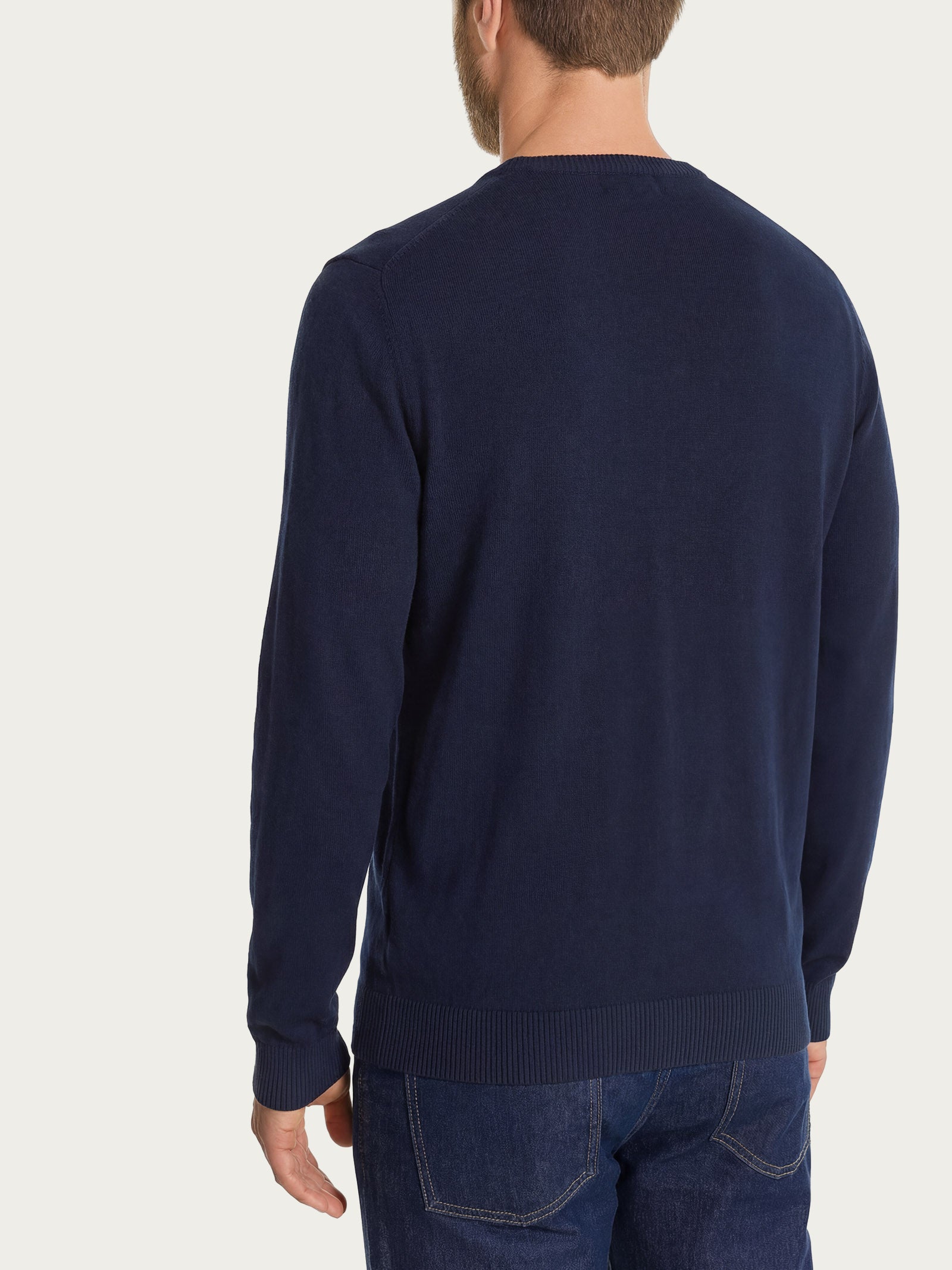 Cardigan a manica lunga in maglia rasata di Puro Cotone Blu Uomo - Ragno