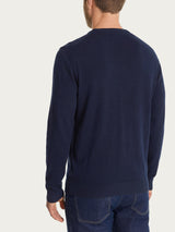 Cardigan a manica lunga in maglia rasata di Puro Cotone Blu Uomo - Ragno