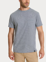 T-shirt a micro righe in Jersey di Cotone Heavy Duty Blu Uomo - Ragno
