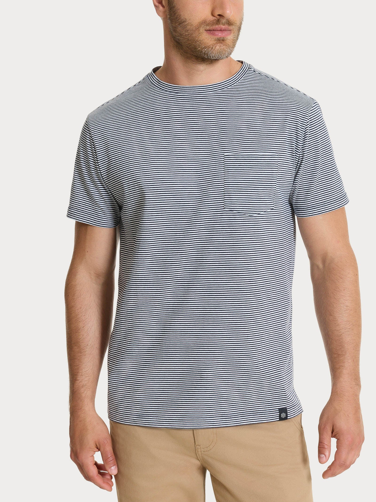 T-shirt a micro righe in Jersey di Cotone Heavy Duty Blu Uomo - Ragno