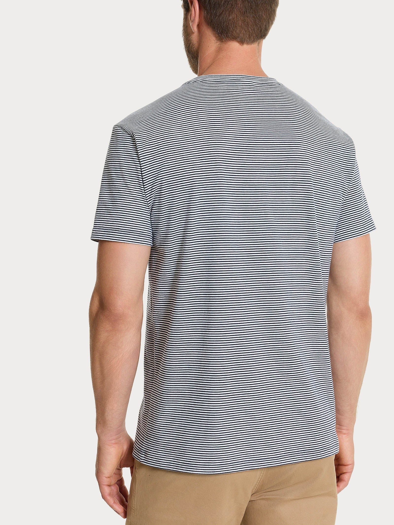 T-shirt a micro righe in Jersey di Cotone Heavy Duty Blu Uomo - Ragno