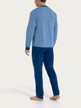 Pigiama con scollo a V e fantasia a quadri in Jersey di Cotone Azzurri Uomo - Ragno