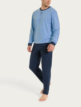Pigiama a serafino con micro rombi in Jersey di Cotone Azzurri Uomo - Ragno