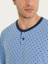 Pigiama a serafino con micro rombi in Jersey di Cotone Azzurri Uomo - Ragno