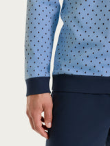 Pigiama a serafino con micro rombi in Jersey di Cotone Azzurri Uomo - Ragno