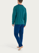 Pigiama aperto con micro rombi in Jersey di Cotone 44-56 Verdi Uomo - Ragno